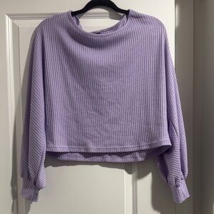 SHEIN Light Purple Ribbed Knit Top